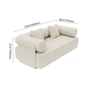 Modern 2-Piece White Chenille Velvet Sofa 74.8" 2-Seater - Image 4