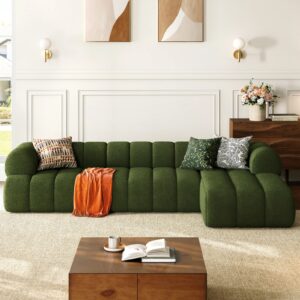 Modern Sectional 3-Piece Channel Chenille Sofa with Chaise - Image 2