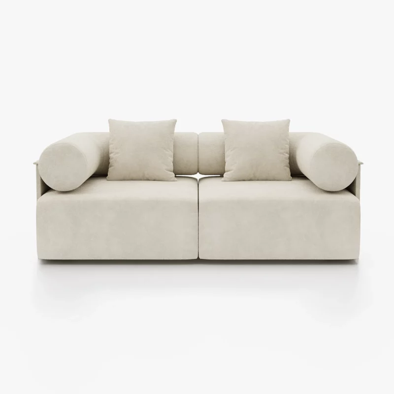 Modern 2-Piece White Chenille Velvet Sofa 74.8" 2-Seater