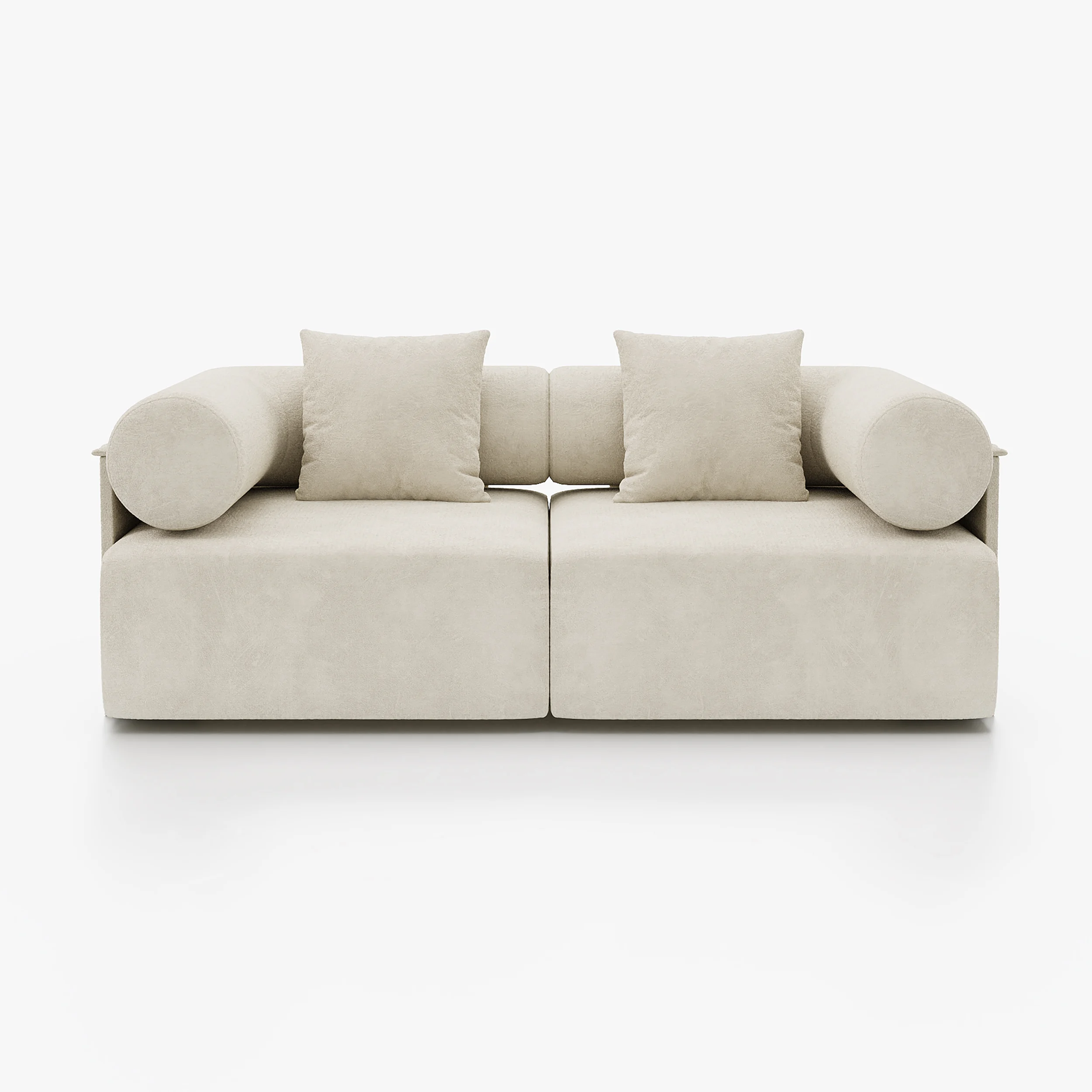 Modern 2-Piece White Chenille Velvet Sofa 74.8" 2-Seater - Image 1
