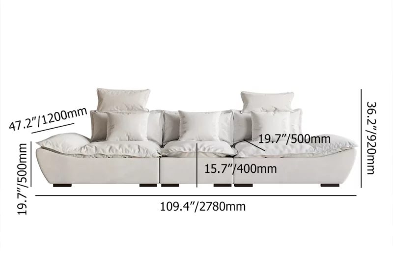 Sailboat look White 3 Seater Deep Leath-Aire Sofa with Adjustable Backrest