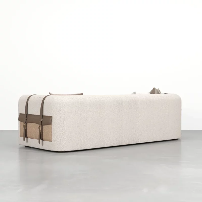 Modern White 3-Seater Convertible Boucle Sofa Upholstered with Side Storage 87"