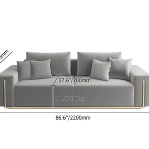 Modern Gray Cotton & Linen Sofa Upholstered 3-Seater for Living Room - Image 5