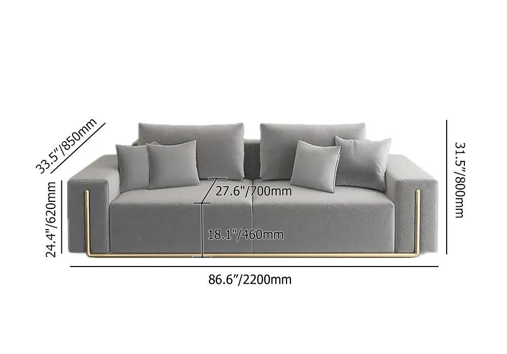 Modern Gray Cotton & Linen Sofa Upholstered 3-Seater for Living Room - Image 5