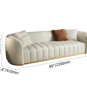 Modern Faux Leather Upholstered curved 3-Seater Sofa with Gold Legs - Image 5
