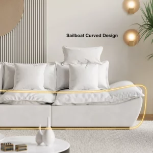 Sailboat look White 3 Seater Deep Leath-Aire Sofa with Adjustable Backrest - Image 7