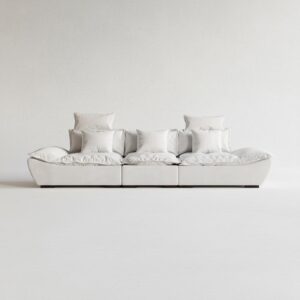 Sailboat look White 3 Seater Deep Leath-Aire Sofa with Adjustable Backrest