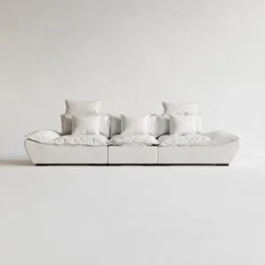 Sailboat look White 3 Seater Deep Leath-Aire Sofa with Adjustable Backrest