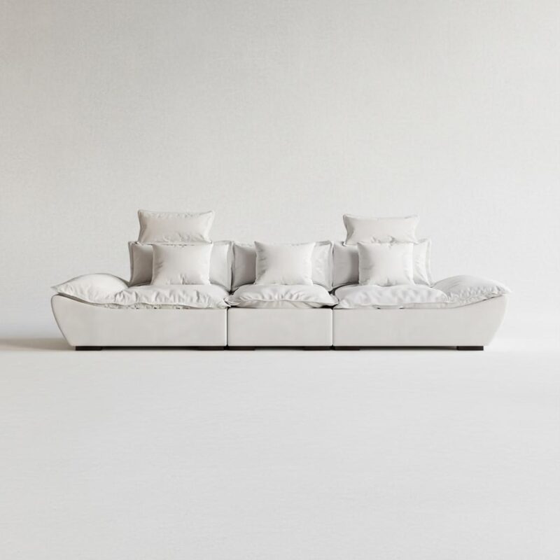 Sailboat look White 3 Seater Deep Leath-Aire Sofa with Adjustable Backrest