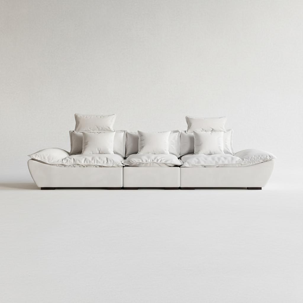 Sailboat look White 3 Seater Deep Leath-Aire Sofa with Adjustable Backrest - Image 1