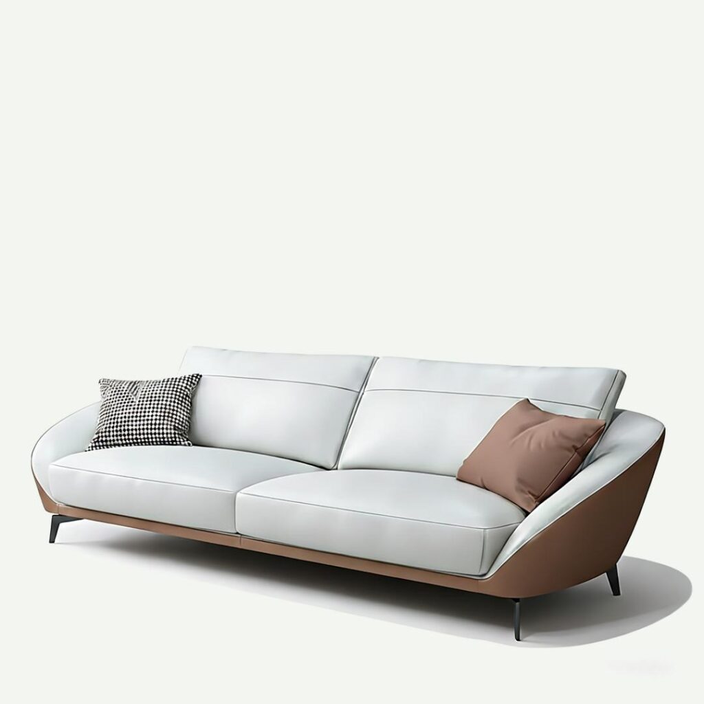 White Leath-Aire Upholstered Sofa 3-Seater with wood frame 79"