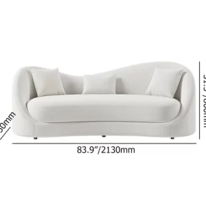 Graceful Off White curved silhouette Velvet Upholstered Sofa 3-Seater Solid Wood Frame - Image 7
