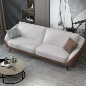 White Leath-Aire Upholstered Sofa 3-Seater with wood frame 79" - Image 3