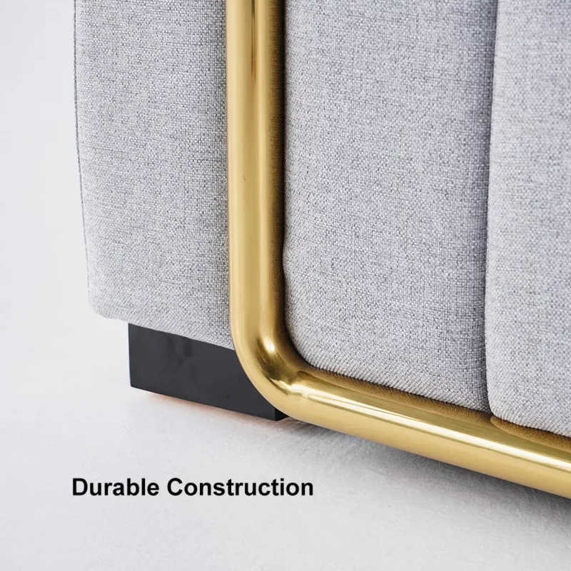 Modern Gray Cotton & Linen Sofa Upholstered 3-Seater for Living Room