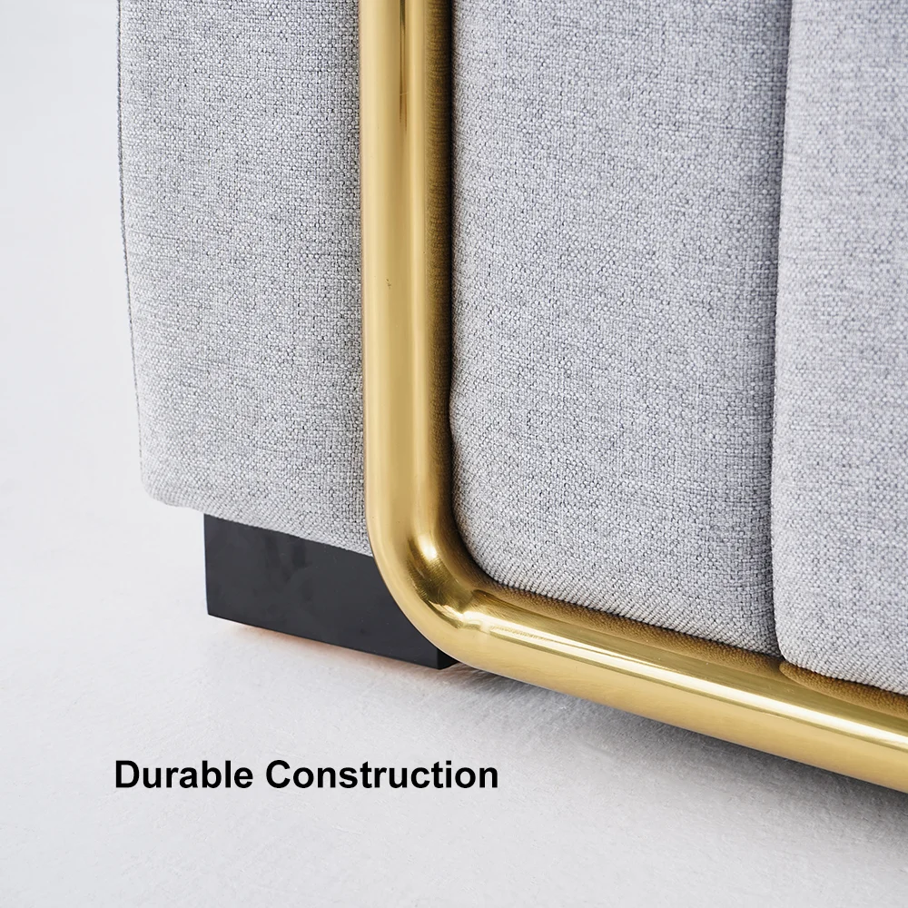 Modern Gray Cotton & Linen Sofa Upholstered 3-Seater for Living Room - Image 8