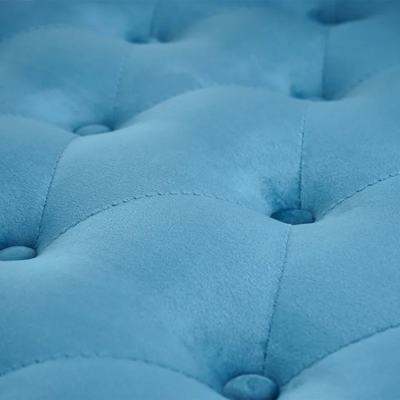 Modern Blue Curved Upholstered Tufted Velvet 3-Seater Sofa