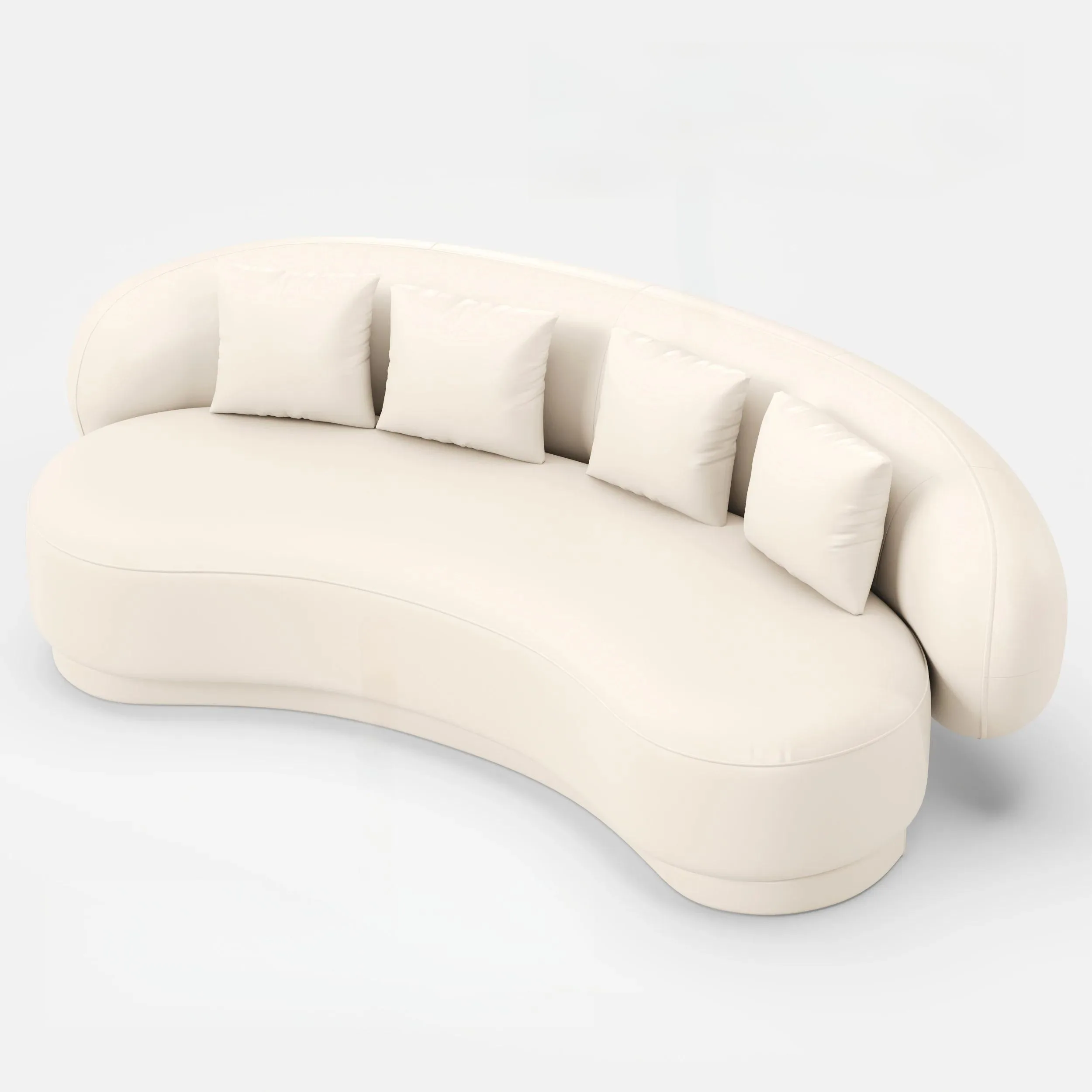 Modern Upholstered real curved Leather Sofa 3-Seater Sofa 82.7" - Image 1