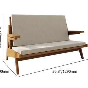 Japandi Ash Wood 2-Seater Loveseat Sofa with Cushion in Walnut - Image 5