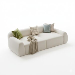 White Modern 3-Seater Velvet Sofa with Deep Seat 100"